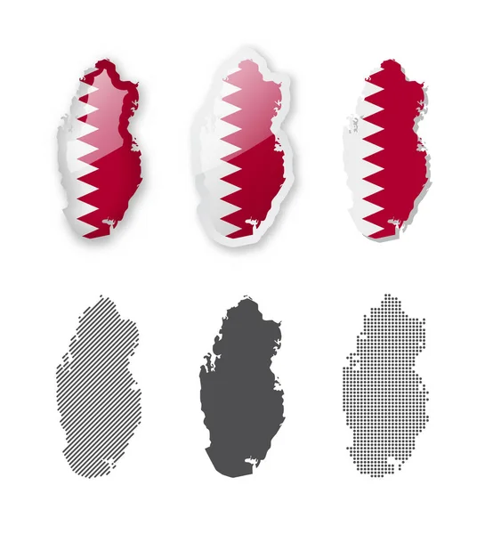 カタール 地図コレクション 6つの異なるデザインの地図 ベクターイラストのセット — ストックベクタ