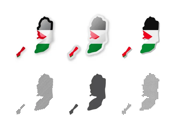Palästina Kartensammlung Sechs Karten Verschiedenen Designs Reihe Von Vektorillustrationen — Stockvektor