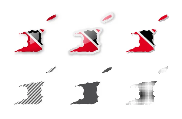 Trinidad Tobago Kolekce Map Šest Map Různých Designů Sada Vektorových — Stockový vektor