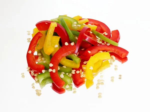 Three chopped peppers on the mirror — Stock Photo, Image