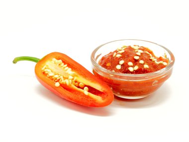 biber ve dilimlenmiş jalapeno biber hamur