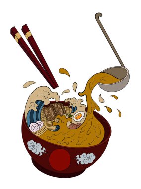 Karalama sanatı için Ramen vektör çizimi..