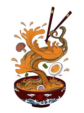 Karalama sanatı için Ramen vektör çizimi..