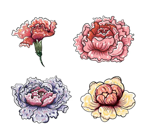 Beyaz arkaplanda dövme tasarımı için şakayık çiçeği vektörü. Karalama boyama kitabı için güzel bir çizgi. Karalama kitabı için de şakayık çiçeği çizimi..