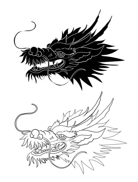 Japanse Rode Draak Tattoo Dragon Rode Achtergrond Voor Chinese New — Stockvector