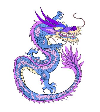 Japon kırmızı ejderha dövmesi. Çin Yeni Yılı için kırmızı zemin üzerinde ejderha. Altın Çin Ejderhası vektörü. Altın çizgili sanat kralı ejderhası dövmesi..