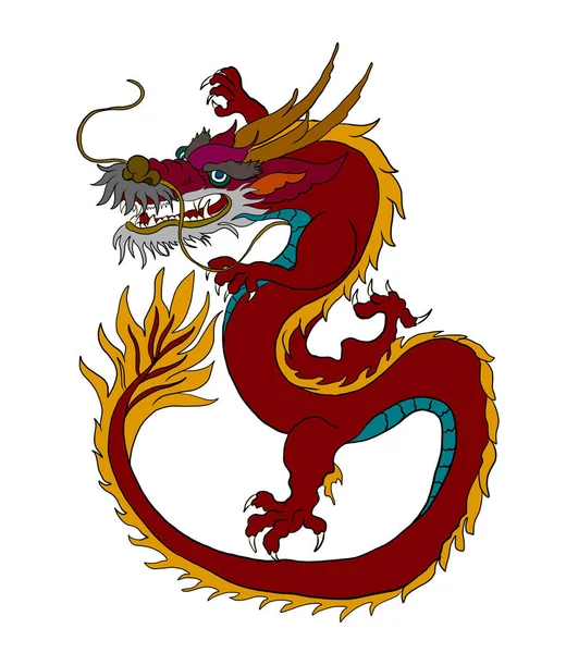 Japanese Red Dragon Tattoo Dragon Red Background Chinese New Year — Wektor stockowy