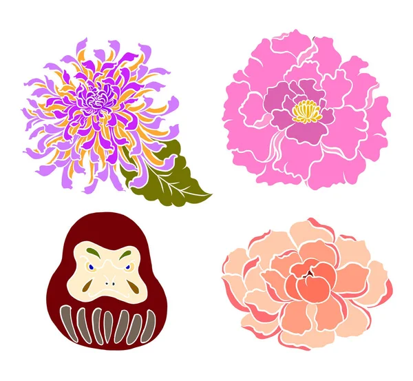 Colorful Flower Chrysanthemum Printing Background Chrysanthemum Flower Vector Tattoo Design — Stock vektor
