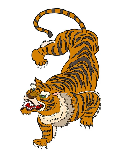 Illustration Tigre Japonais Pour Impression Sur Shirt Année Tigre Signe — Image vectorielle