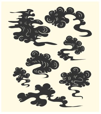 Boyama kitabı için Çince bulut vektörü ve beyaz arkaplanda yazdırma.