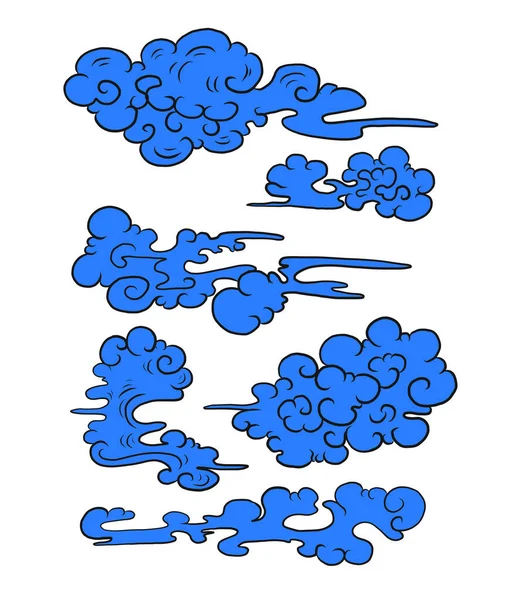 Chinese Cloud Vector Coloring Book Printing White Background — Wektor stockowy