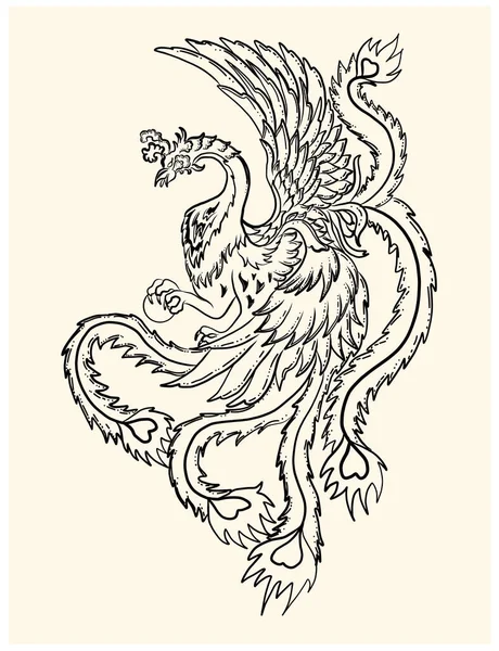 Beautiful Line Art Phoenix Tattoo Design Background Phoenix Vector Printing — Stock vektor