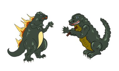 Japanese Kaiju monster for printing on T-shirt.