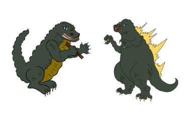 Japanese Kaiju monster for printing on T-shirt.