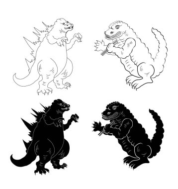 Japanese Kaiju monster for printing on T-shirt.