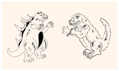 Japanese Kaiju monster for printing on T-shirt.