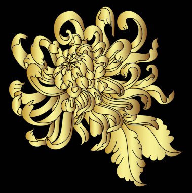 Chrysanthemum flower vector illustration for tattoo or printing on background.Design for tattoo style on isolated white background.