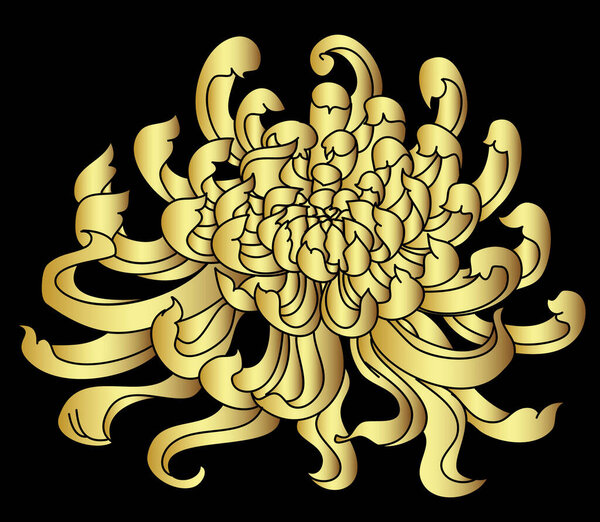 Chrysanthemum цветочный вектор иллюстрация для татуировки или печати на заднем плане..