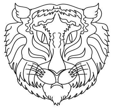 Tiger face sticker vector.Tiger head traditional tattoo.Vector of Japanese tiger for sticker or printing on T-shirt.