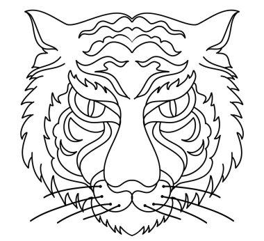 Tiger face sticker vector.Tiger head traditional tattoo.Vector of Japanese tiger for sticker or printing on T-shirt.