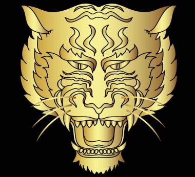 Tiger face sticker vector.Tiger head traditional tattoo.Vector of Japanese tiger for sticker or printing on T-shirt.