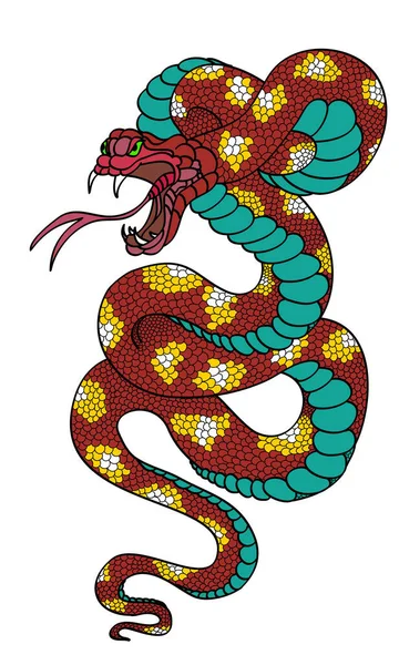 Snake Cobra Tattoo Style Cobra Vector King Cobra Snake Mouth — Wektor stockowy