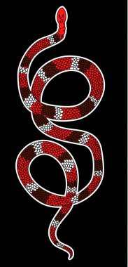Hand drawn snake vector Illustration on black background.Milk snake vector.Lampropeltis triangulum vector.Sticker and hand drawn snake for tattoo.snake Reptile illustration.