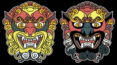 Kaplan başlı vektör beyaz arka planda izole edildi. Geleneksel dövme kaplan yüzü. Japon kaplan resmi tişört baskısı için..