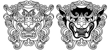 Kaplan başlı vektör beyaz arka planda izole edildi. Geleneksel dövme kaplan yüzü. Japon kaplan resmi tişört baskısı için..