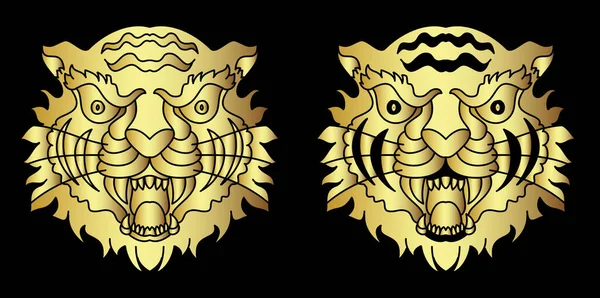 Tigre Cabeza Vector Aislar Blanco Background Traditional Tatuaje Tigre Face — Vector de stock