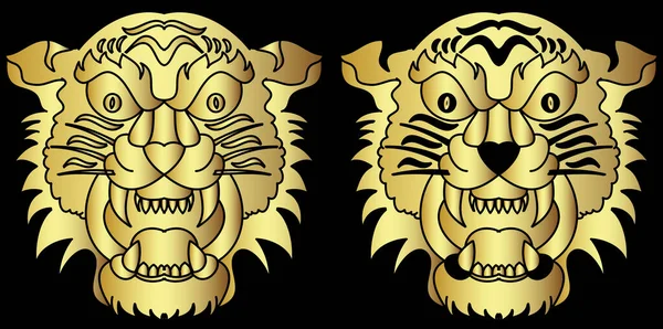 Tygrys Głowa Wektor Izolować Białym Tle Tradycyjny Tatuaż Tygrys Twarz — Wektor stockowy