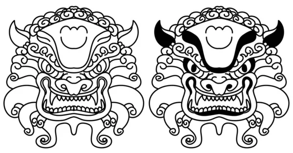 虎头病媒在白色背景上隔离 传统的纹身虎脸 日本虎图解打印在T恤上 — 图库矢量图片