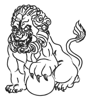 Geleneksel aslan surat dövmesi. Çin aslanı surat çıkartması. Kaplan yüz çıkartması vektörü. Kaplan kafası geleneksel dövmesi.