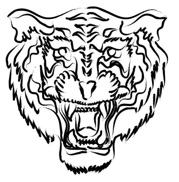 Geleneksel aslan surat dövmesi. Çin aslanı surat çıkartması. Kaplan yüz çıkartması vektörü. Kaplan kafası geleneksel dövmesi.