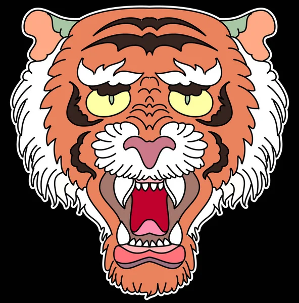 전통적 스티커 호랑이 스티커 Vector Tiger 전통적 호랑이우는 — 스톡 벡터