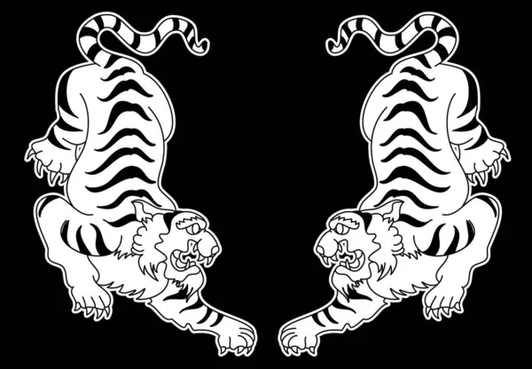 Etiqueta Engomada Cara Tigre Vector Tiger Cabeza Tradicional Tattoo Vector — Vector de stock