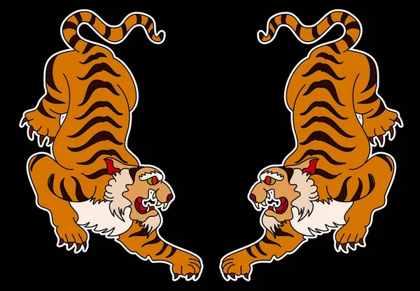 Tygří Tvář Nálepka Vektor Tygří Hlava Tradiční Tetování Vektor Japonského — Stockový vektor