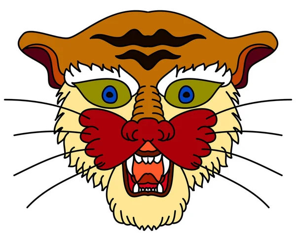 Tiger Face Sticker Vector Tiger Head Traditional Tattoo Vector Japanese — стоковий вектор