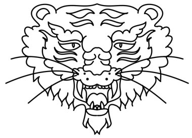 Tiger face sticker vector.Tiger head traditional tattoo.Vector of Japanese tiger for sticker or printing on T-shirt.