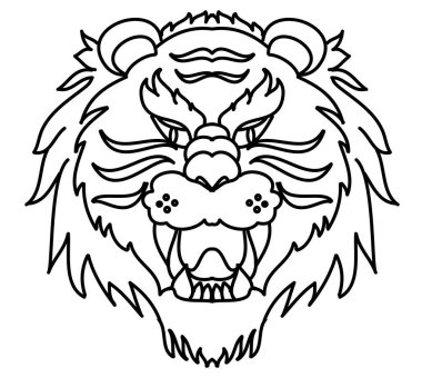 Tiger face sticker vector.Tiger head traditional tattoo.Vector of Japanese tiger for sticker or printing on T-shirt.
