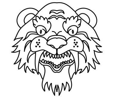 Tiger face sticker vector.Tiger head traditional tattoo.Vector of Japanese tiger for sticker or printing on T-shirt.