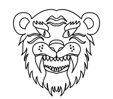 Tiger face sticker vector.Tiger head traditional tattoo.Vector of Japanese tiger for sticker or printing on T-shirt.