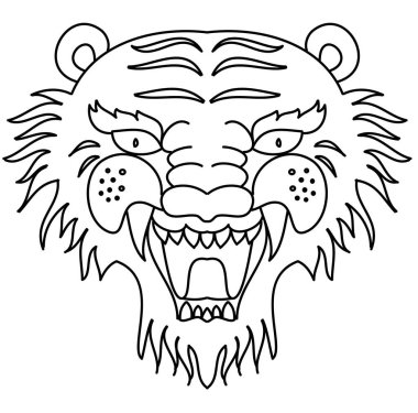 Tiger face sticker vector.Tiger head traditional tattoo.Vector of Japanese tiger for sticker or printing on T-shirt.