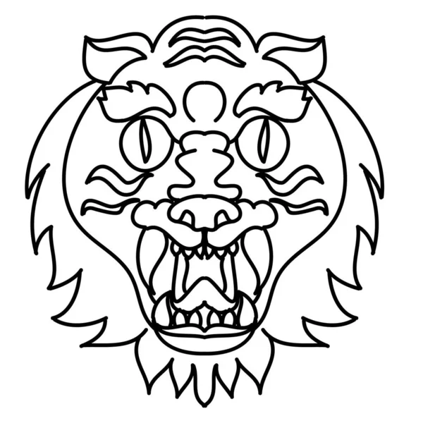 Tiger Face Sticker Vector Tiger Head Traditional Tattoo Vector Japanese — Wektor stockowy