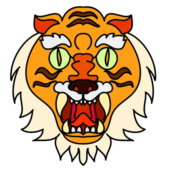 Tiger Face Sticker Vector Tiger Head Traditional Tattoo Vector Japanese — 图库矢量图片