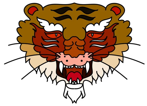 Tiger Face Sticker Vector Tiger Head Traditional Tattoo Vector Japanese — Stockový vektor