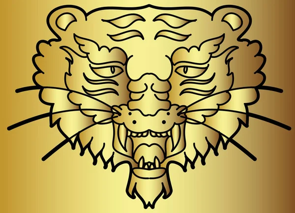 Tiger Face Sticker Vector Tiger Head Traditional Tattoo Vector Japanese — Vetor de Stock