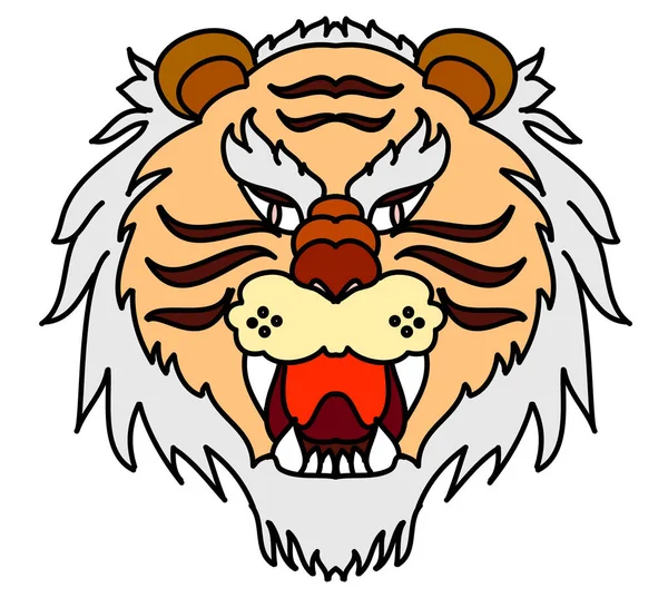 Tiger Face Sticker Vector Tiger Head Traditional Tattoo Vector Japanese — Vettoriale Stock