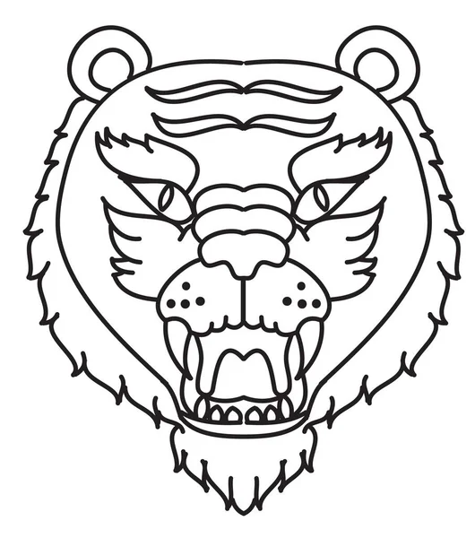 Tiger Face Sticker Vector Tiger Head Traditional Tattoo Vector Japanese — 图库矢量图片