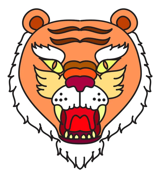 Tiger Face Sticker Vector Tiger Head Traditional Tattoo Vector Japanese — Vector de stock